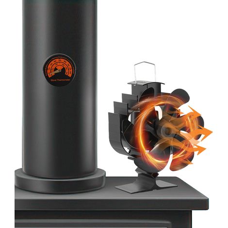 Jiubiaz alimentato dal calore silenzioso senza elettricità Ventilatore oscillante per stufa a 6 pale (1/5)