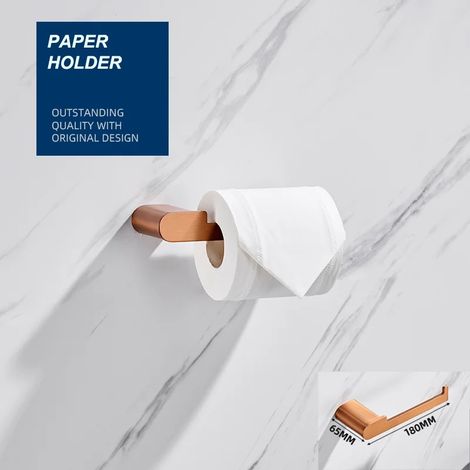 Porte-papier toilette/porte-mouchoirs en métal doré rose brossé, crochet pour peignoir, porte-gobelet, porte-savon/brosse WC, accessoires de salle de bain (1/5)