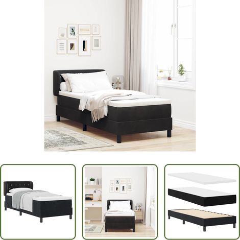 Lit moderne - Lit à ressorts avec matelas Noir 80 x 200 cm Velours (1/5)