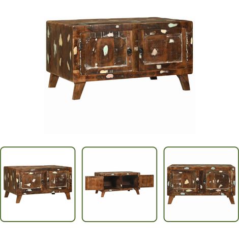 Holztisch Mehrfarbig - Couchtisch Mehrfarbig Massives upgecyceltes Holz (1/5)