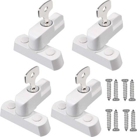 Ulisem 4-teiliges Fensterschloss mit Schlüssel, robuster Fensterriegel aus Zinklegierung für PVC-Türen und Fenster, weiß (1/4)