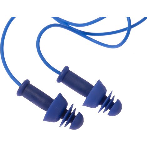 Bouchons d'oreilles détectables cordés réutilisables Uvex 27dB Bleu x 50 paires ( Prix pour Boîte de 50 )