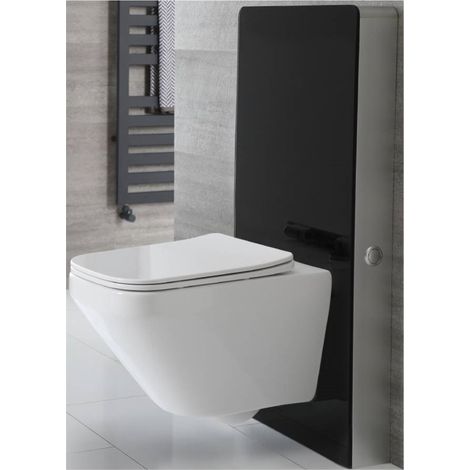 Milano Arca 483mm Bathroom Toilet WC Unit with Wall Hung Rimless Pan Cistern and Soft Close Seat - Black WC Unit (1/5)