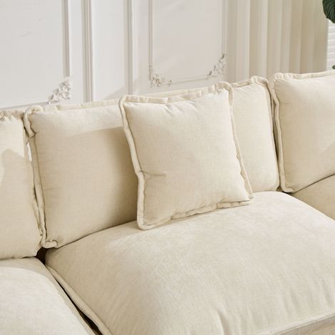 Canapé Nuage 1 Place modulable moderne, assise rembourrée double couche confortable, tissu chenille respirant beige DE501BBG, pour salon chambre appartement (accoudoirs non inclus) (1/3)