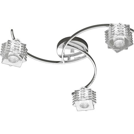 Plafoniera Contemporanea Rubik Metallo Cromo Diffusore Cristallo 3 Luci G9 (1/3)