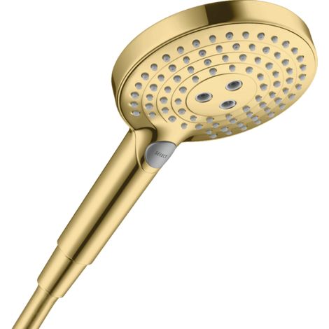 HANSGROHE Raindance Select S EcoSmart 120 rociador de ducha de 3 chorros aspecto dorado pulido