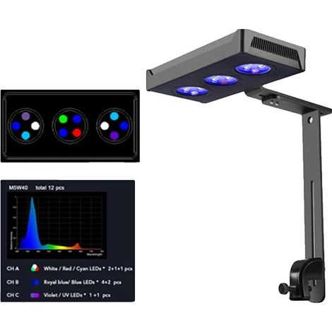 Lumière d'Aquarium, Design Énergétiquement Efficace à LED, Installation Facile par Clip, Prise EU, M029-40W-WIFI (1/2)
