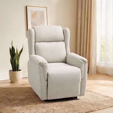 Fauteuil relax beige en lin 94 x 80 x 101 cm (1/5)