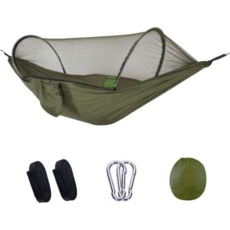 Amaca da campeggio ultraleggera  Amaca con zanzariera  Capacità di carico 300 kg, traspirante, nylon da paracadute ad asciugatura rapida  2 moschettoni premium, 2 imbracature in nylon