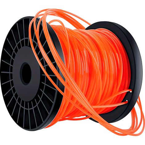Corde de tonte en nylon, diamètre 2,4 mm, longueur 100 mètres, orange, adaptée aux tondeuses à gazon. (1/5)