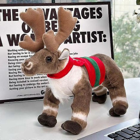 Adorable peluche renne de Noël, 30 cm, décoration de cerf debout, cadeau de Noël, décoration pour une scène familiale de Noël (1/4)