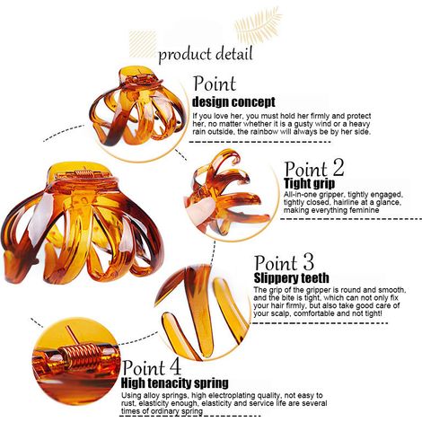 Grande pince cheveux pieuvre x4, griffe araignée à prise renforcée pour cheveux épais, clips crâne mâchoire volumineux, accessoire coiffure robuste (1/5)