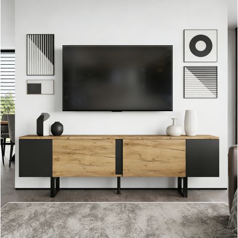 credenza mobile tv 180x40x55 con ripiani legno OKMYHOME (1/5)