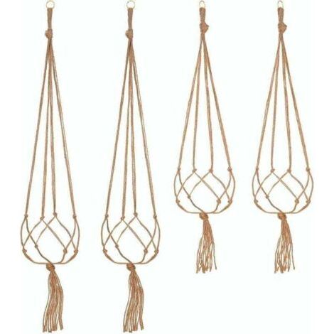 Lot de 4 Suspension Corde Plante Macramé Porte Pot Suspendu Plante Cintre Intérieur Extérieur Décoration du Jardin avec - (1/4)