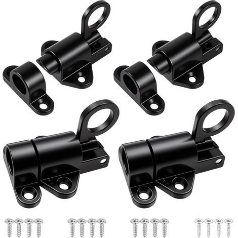 4 Pièces Verrou Automatique, Verrou À Ressort Verrouillage, Verrou Automatique Intérieur, Verrou À Pêne Pour Portail, Alliage D'Aluminium Pour Portes En Bois, Abri Noir (1/5)