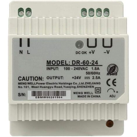 BUNTHAUS Lntyq DR-60-24 60W 24V Alimentation Simple Din-Rail Alimentation à Découpage AC/DC