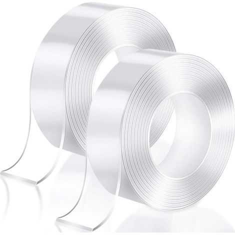 Lot de 2 rouleaux de ruban adhésif nano transparent double face 3M (1/5)