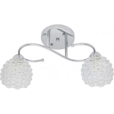 Lampadario a due luci BAGAN in cromo con paralumi in vetro Fabrilamp