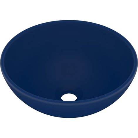 Lavabo rond de luxe de salle Bleu foncé mat 32,5x14cm Céramique vidaXL (1/6)