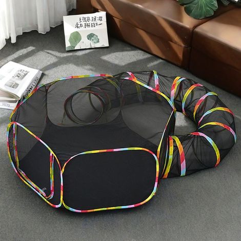 Tunnel pour chat portable et pliable, tente pour animaux de compagnie, abri extérieur, jouet de passage, cage neuve (1/3)