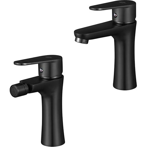 Set miscelatori lavabo e bidet nero opaco serie Lizzy in ottone (1/5)