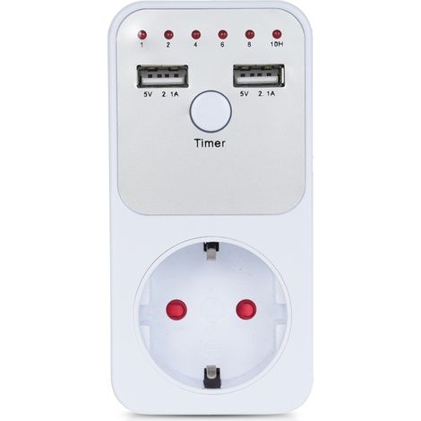 Minuterie intelligente programmable 3680W, interrupteur électronique, protection contre les surtensions, double port USB avec prise européenne. (1/5)