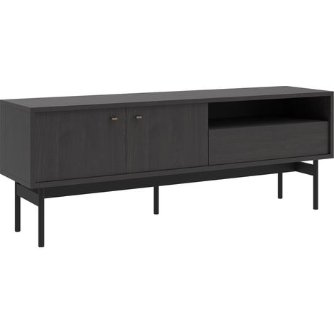 Selsey Olar - Mobile TV con cassetto, finitura legno frassino Portland nero, 154 cm (1/5)