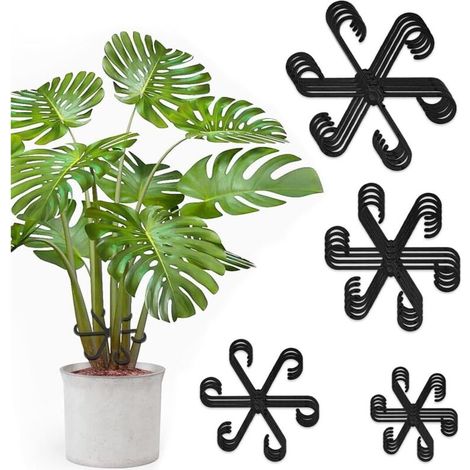 Lot de 16 Supports de Tige de Plante grimpante, Supports pour Fleurs, Supports pour Troncs pour Plantes grimpantes (Noir) (1/4)