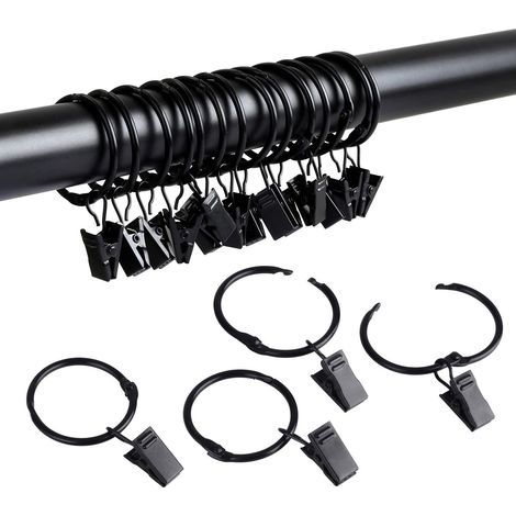 Packung mit 28 zu öffnenden Metallgardinenringen mit Clips, Innendurchmesser 3,8 cm (1,5 Zoll). (1/5)