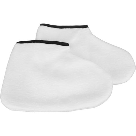Lot de 2 couvre-pieds blancs pour cire de paraffine SPA, sachets de rechange pour thérapie chaude, protections chaussons jetables pour bain de cire. (1/5)