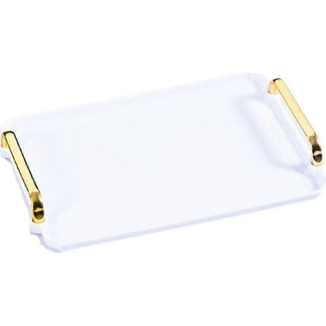 Plateau de service décoratif rectangulaire pour salle de bain, rangement pour bijoux, parfums et cosmétiques, à poser sur une table de douche ou un bureau.-M-white (1/5)