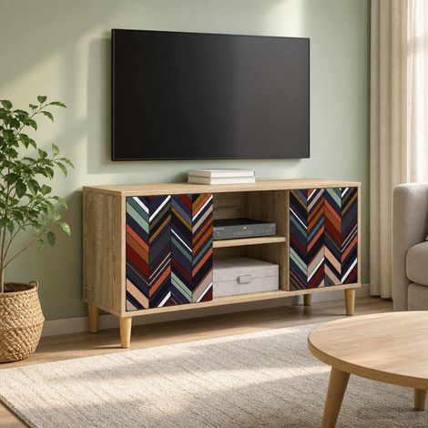 vidaXL Meuble TV OMMEN 102 x 33 x 50 cm Sonoma Bois d'ingénierie (1/5)