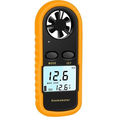 Hochpräzenter tragbarer digitaler Anemometer ±5 % – LCD-Rücklicht – 4-in-1 für Windgeschwindigkeit, Temperatur, Luftvolumen – Ideal für den Außenbereich (1/5)