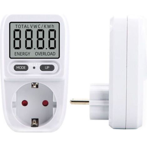 Wattmètre 230 V/16 A, wattmètre, compteur d'énergie à prise, compteur de consommation d'énergie, contrôleur de consommation d'énergie avec écran LCD, puissance maximale 3680 W (1 pièce (1/4)