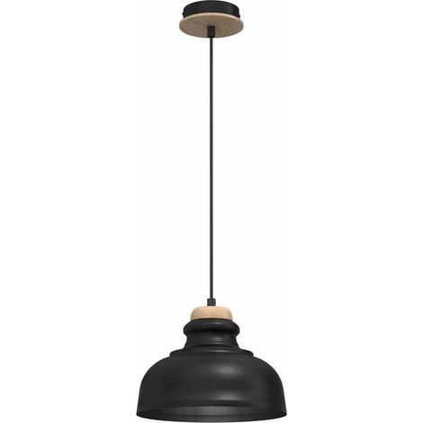 Suspension Milagro Asmund noire verre bois E27 Ø20 (1/5)