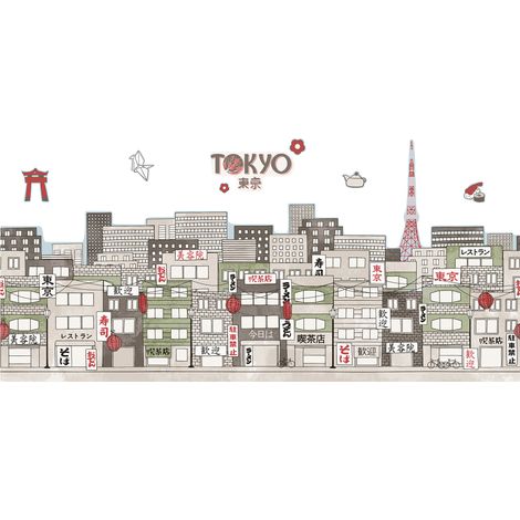 Grand Décor Panoramique Découpé, skyline décorative Tokyo, inspiration Japon (1/5)