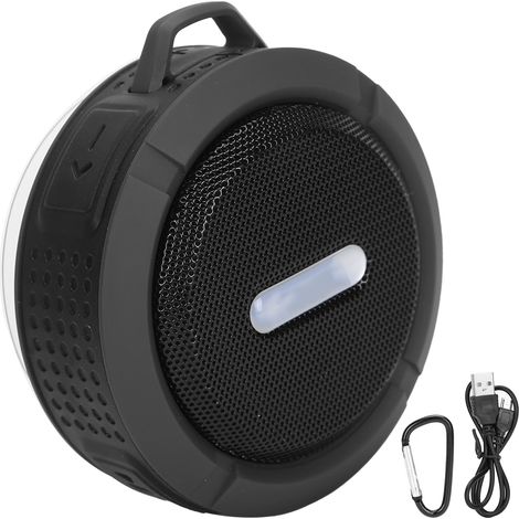 Enceinte Bluetooth C6 Mini Étanche avec Mousqueton Ventouse et Subwoofer pour Sports Extérieurs Gris Foncé (1/5)