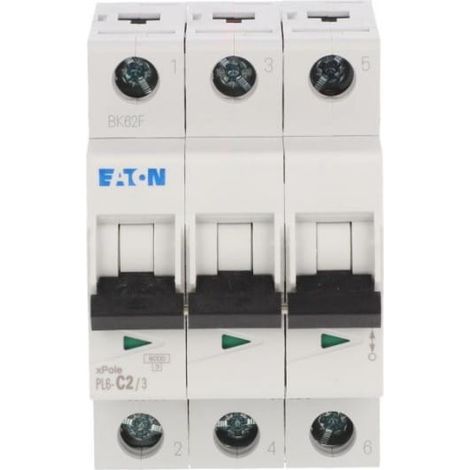 Interruttore automatico 3P C 2A 6kA AC PL6-C2/3 286596