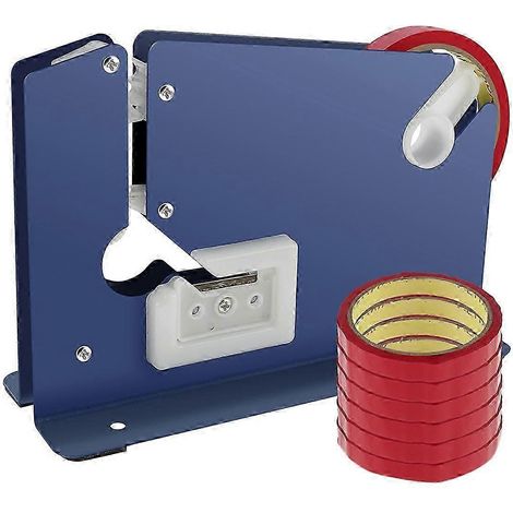 Scelleuse de sacs en métal avec 7 rouleaux de ruban adhésif, distributeur de ruban adhésif manuel avec coupe-ruban et anti-effraction. (1/4)
