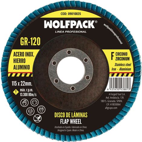 Disco in foglio di carta vetrata allo zirconio 115x22 mm. 120 grani (1/3)