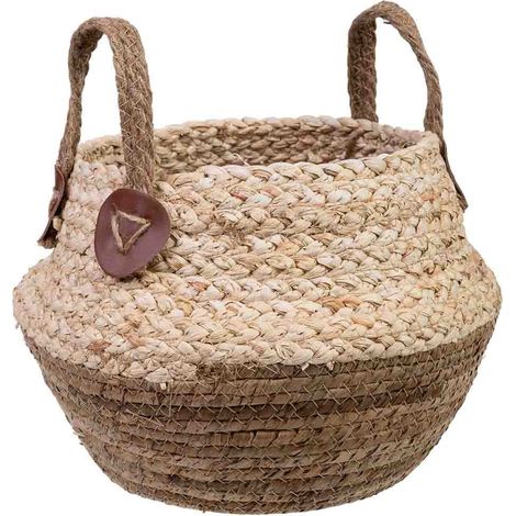 Cesto de fibra de hoja de banana y cuerda trenzada de maiz D28x27,5 (1/5)