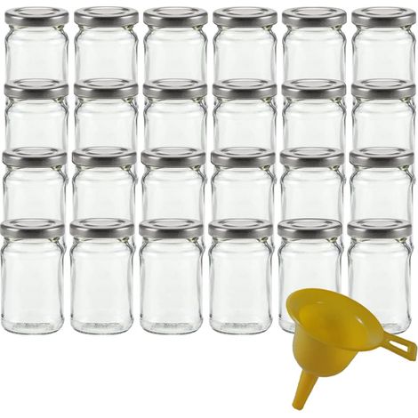 Viva Haushaltswaren Vetro Barattoli per Conserve, Coperchio Argentato, 4.9 cm