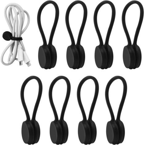 Lot de 11 clips magnétiques réglables pour câbles, supports de câbles en silicone pour organiser et regrouper les fils, câbles d'écouteurs, câbles et chargeurs (1/5)