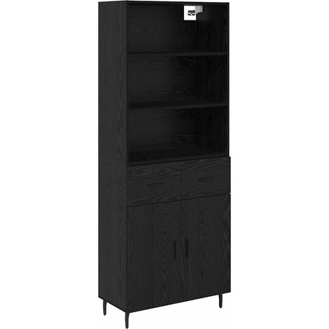 2 pcs Buffet，Haut Armoire Chêne noir Bois Aggloméré et Verre CFW978999 (1/5)
