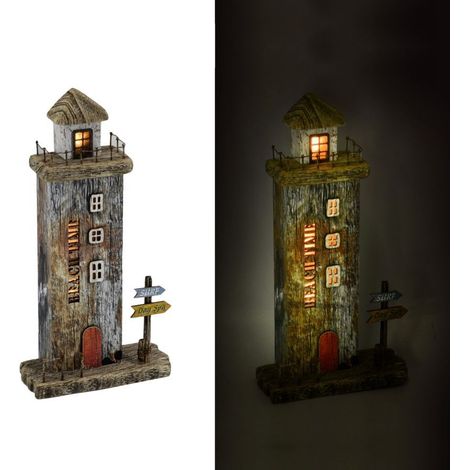 Decorazione Mare Faro Legno Naturale Con Led Cm16X6,5H29 (1/3)