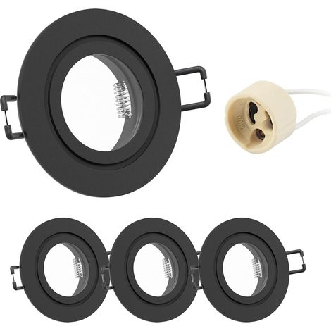 4x Spot Encastrable GU10 Aluminium, IP44 Blanc Support Spot Encastrable Cadre De Montage Avec Douille GU10, Rond Spot de Plafond 68mm imperméable extra plat Pour LED Salle de bain, 230V (1/5)