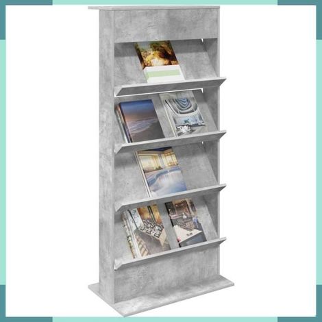 899522 étagère à magazines avec étagère Gris béton 70 x 41 x 156 cm (1/5)