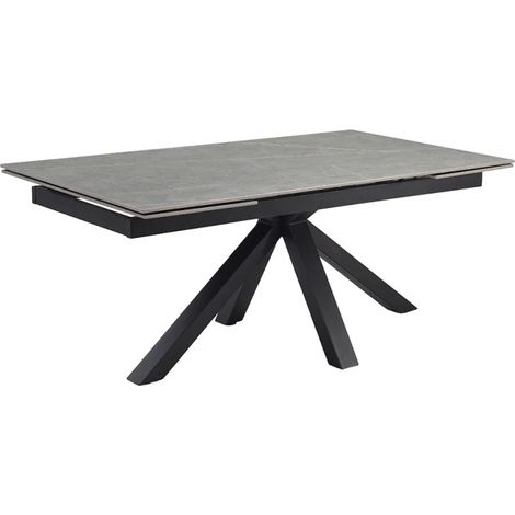 Table extensible 180/260 cm céramique gris marbré pied croix - ARIZONA 04 (1/5)