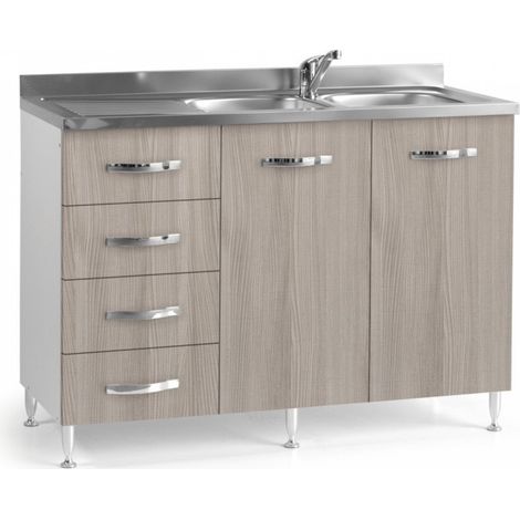 Ulme Küchenspüle 2 Türen mit Schubladen SX Cm 120x50xH 85