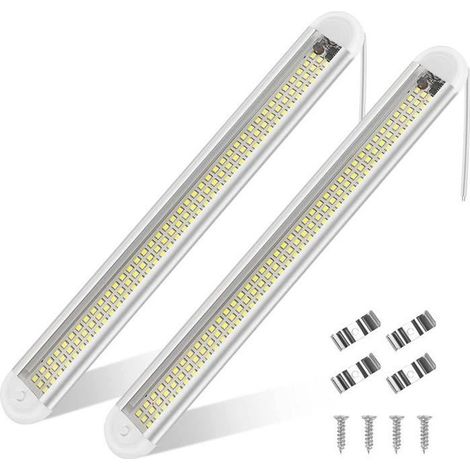 Lot de 2 Reglette Led 12v - Barre de lumière Intérieure - Interrupteur - Camping-Car, Caravane, Bateau, Cuisine-Ywey (1/4)